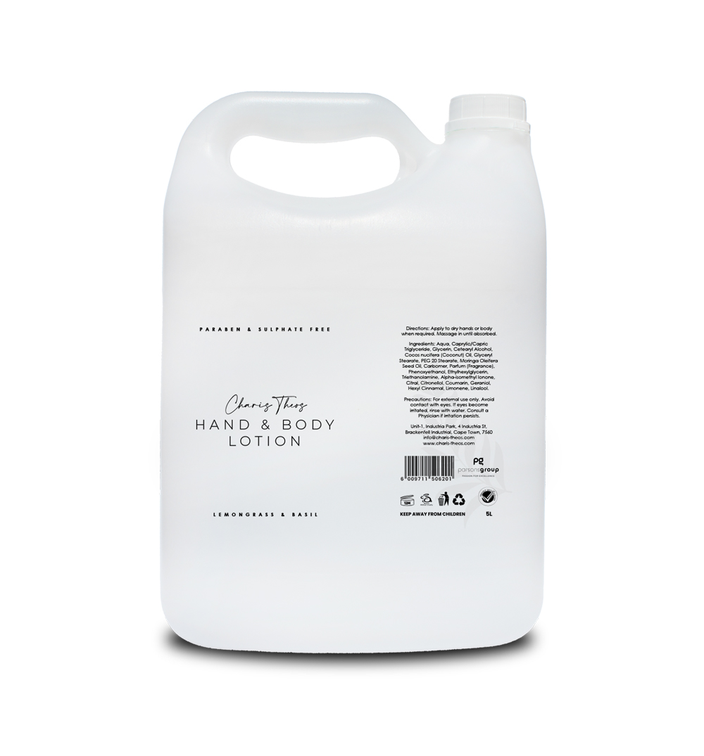 Charis Theos ™ - Amn - Body Lotion "Lemongrass&Basil" - Lotion - 5ltr Can