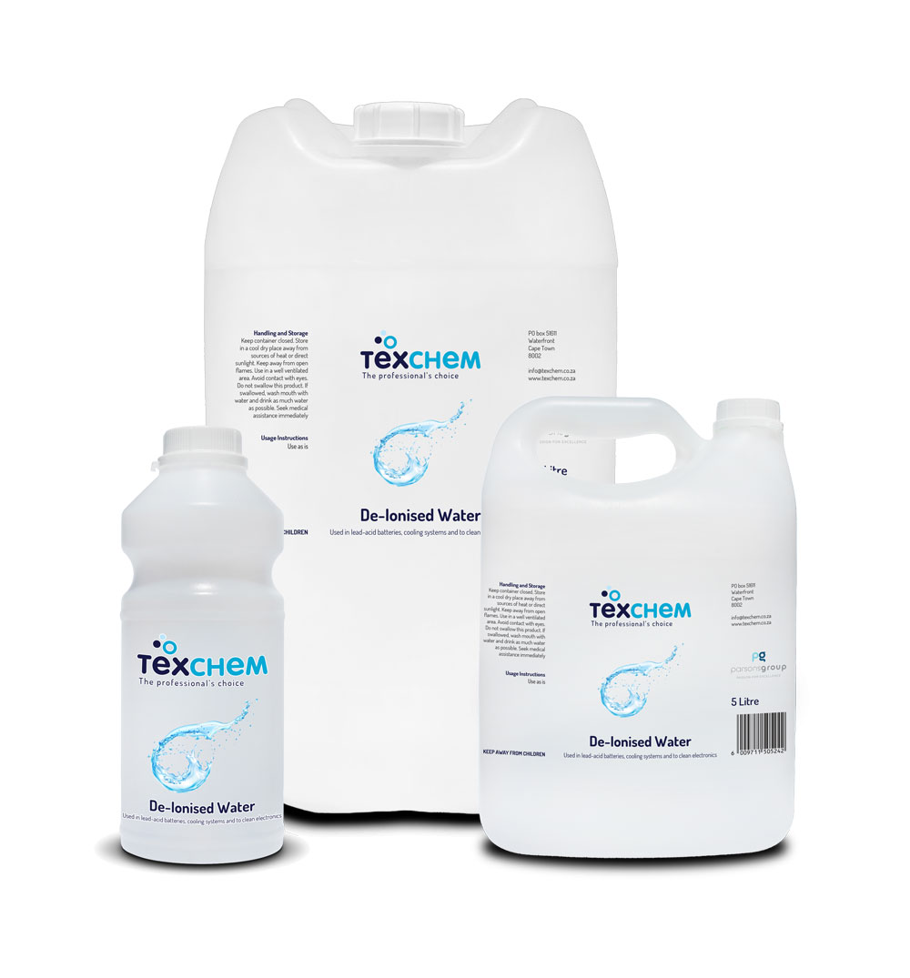 Texchem - Ind - De-ionised Water "Di-H2O" - Liquid - 5ltr Can