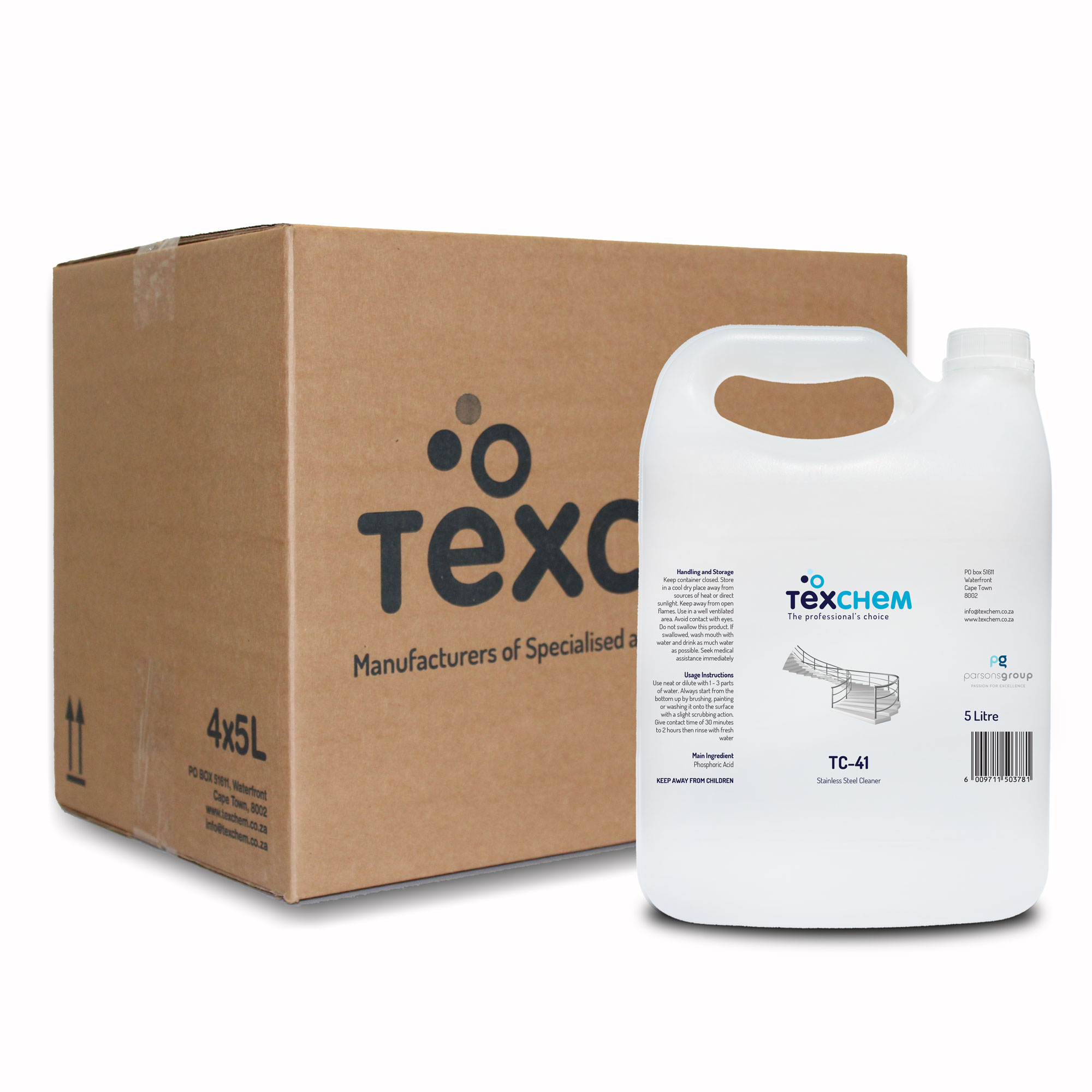 Texchem - Ind - Stainless Steel Cleaner - Liquid - Box (4x5ltr)